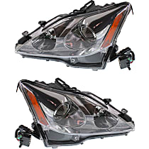 Driver and Passenger Side Headlights, Without bulb(s), Halogen, Without leveling system