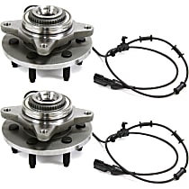Front, Driver and Passenger Side Wheel Hub, Four Wheel Drive, With Front Coil Spring, 6 Lugs, With Bearing, With Sensor, 4WD