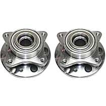 Front, Driver and Passenger Side Wheel Hub, 5 Lugs, With Bearing