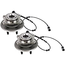 Rear, Driver and Passenger Side Wheel Hub, 6 Lugs, With Bearing, With Sensor