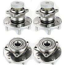 Front and Rear, Driver and Passenger Side Wheel Hub, 4-Wheel ABS, FWD, 5 Lugs, With Bearing