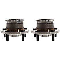 Rear, Driver and Passenger Side Wheel Hubs, 5 Lugs, With Bearings, Front Wheel Drive, Set of 2