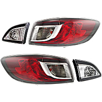 Driver and Passenger Side, Inner and Outer Tail Lights, With bulb(s), Halogen, 4-Door, Sedan, Mounted On Body, For Models With Bulb Type Tail Light