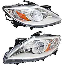 Driver and Passenger Side Halogen Headlight, Without bulb(s), OE Replacement