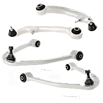 Front, Driver and Passenger Side, Upper and Lower, Rearward Control Arm