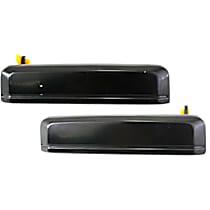 Front, Driver and Passenger Side Smooth Black Exterior Door Handle, Driver Side - With Key Hole; Passenger Side - Without Key Hole
