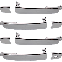 Front and Rear, Driver and Passenger Side Exterior Door Handles, Chrome, Driver Side - With Key Hole; Passenger Side - Without Key Hole