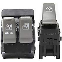 Front, Driver and Passenger Side Window Switches, Gray, 1-Button and 2-Button