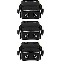 Front, Driver and Passenger Side Window Switches, Black, 1-Button
