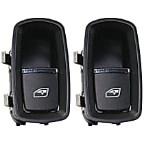 Front and Rear, Passenger Side Window Switches, Black, 1-Button