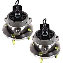 Front, Driver and Passenger Side Wheel Hub, 4-Wheel ABS, with 4 Stud Hub, 4 Lugs, With Bearing, With Sensor
