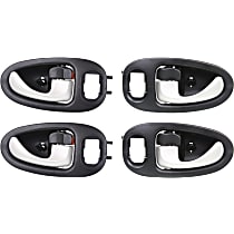 Front and Rear, Driver and Passenger Side Black bezel with silver lever Interior Door Handle, With door lock button, Sport Utility