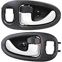 Front, Driver and Passenger Side Black bezel with silver lever Interior Door Handle, With door lock button, Sport Utility