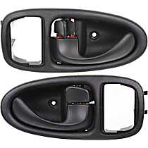 Front, Driver and Passenger Side Interior Door Handles, Black, With door lock button