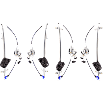 Front and Rear, Driver and Passenger Side Power Window Regulator, With Motor