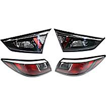 Driver and Passenger Side, Inner and Outer Inner - LED; Outer - Halogen Tail Light, With bulb(s), OE Replacement