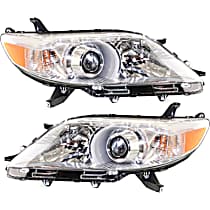 Driver and Passenger Side Headlights, with Bulbs, Halogen, For Models without LED Daytime Running Lights