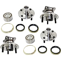 Front and Rear, Driver and Passenger Side Wheel Hubs, Non-ABS
