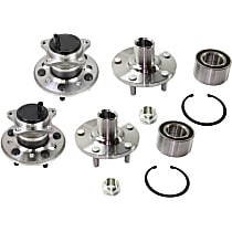 Front and Rear, Driver and Passenger Side Wheel Hub, 5 Lugs, With Bearing, With Sensor