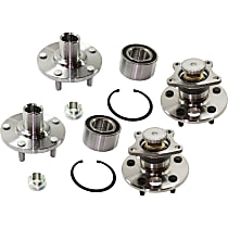 Front and Rear, Driver and Passenger Side Wheel Hubs and Wheel Bearings; With ABS tone ring, 3.0L Engine