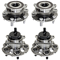 Front and Rear, Driver and Passenger Side Wheel Hub, 5 Lugs, With Bearing, FWD