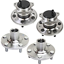 Front and Rear, Driver and Passenger Side Wheel Hub, 5 Lugs, Front - Without Bearing; Rear - With Bearing, With Sensor