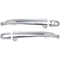 Front, Driver and Passenger Side Exterior Door Handles, Chrome, Driver Side - With Key Hole; Passenger Side - Without Key Hole