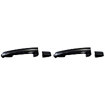 Rear, Driver and Passenger Side Exterior Door Handle, Smooth Black, Without Key Hole