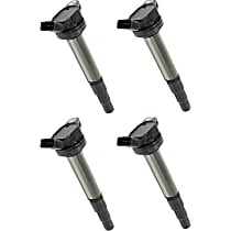 Ignition Coils, Set of 4, 4 Cylinder, 1.8 Liter Engine, POP: X, Round, Rectangular Connector Shape, with 4 Ignition Coil on Plugs - 