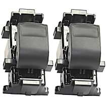 Front and Rear, Driver and Passenger Side Window Switch, Black, 1 Button