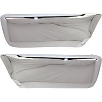 Rear, Driver and Passenger Side Bumper End, For Models Without Fender Flares, Chrome, Steel