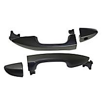 Front, Driver and Passenger Side Smooth Black Exterior Door Handle, For Models Without Smart Entry System