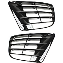 Front, Driver and Passenger Side, Outer Bumper Grilles, Black