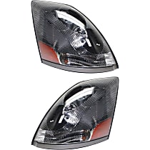 Driver and Passenger Side Headlights, With bulb(s), Halogen, For Models With Non-Protruding Lens, Standard Type, Black Interior