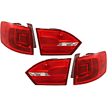 Driver and Passenger Side, Inner and Outer Tail Lights, With bulb(s), Halogen