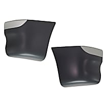 Front, Driver and Passenger Side Bumper End, Painted Black and Silver Plastic