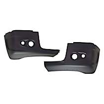Front, Driver and Passenger Side Bumper End, Painted Black Plastic