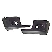 Front, Driver and Passenger Side Bumper End, Painted Black Plastic