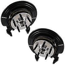 Rear, Driver and Passenger Side Loaded Knuckle, Includes Bearing, Backing Plate, Brake Shoes, and Hardware