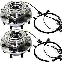 Front, Driver and Passenger Side Wheel Hub, 8 Lugs, With Bearing, 4WD