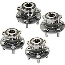 Front and Rear, Driver and Passenger Side Wheel Hubs, with Bearing, 5 X 4.25 In. Bolt Pattern, All Wheel Drive