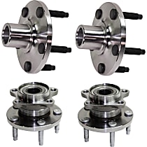 Front and Rear, Driver and Passenger Side Wheel Hub, AWD, 5 Lugs, With Bearing