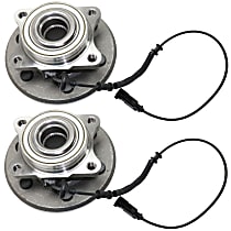 Rear, Driver and Passenger Side Wheel Hub, 6 Lugs, With Bearing, With Sensor, 4WD