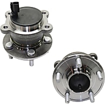 Rear, Driver and Passenger Side Wheel Hub, 5 Lugs, With Bearing, With Sensor