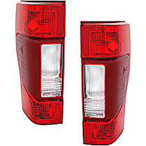 Driver and Passenger Side Tail Lights, without Bulb, Halogen, Clear & Red Lens, CAPA Certified
