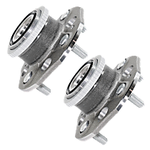 Rear, Driver and Passenger Side Wheel Hub, 4 Lugs, With Bearing, With Sensor