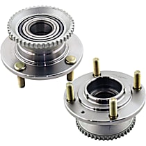Rear, Driver and Passenger Side Wheel Hub, Sedan, 4-Wheel ABS, FWD, 4 Lugs, With Bearing