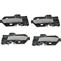 Front and Rear, Driver and Passenger Side Textured Gray Interior Door Handle, With door lock button