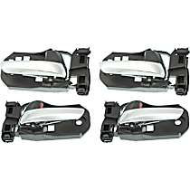 Front and Rear, Driver and Passenger Side Chrome Lever with Black Bezel Interior Door Handle, Without Door Lock Hole