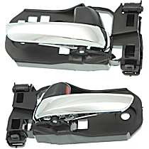 Front and Rear, Driver and Passenger Side Chrome Lever with Black Bezel Interior Door Handle, Without Door Lock Hole